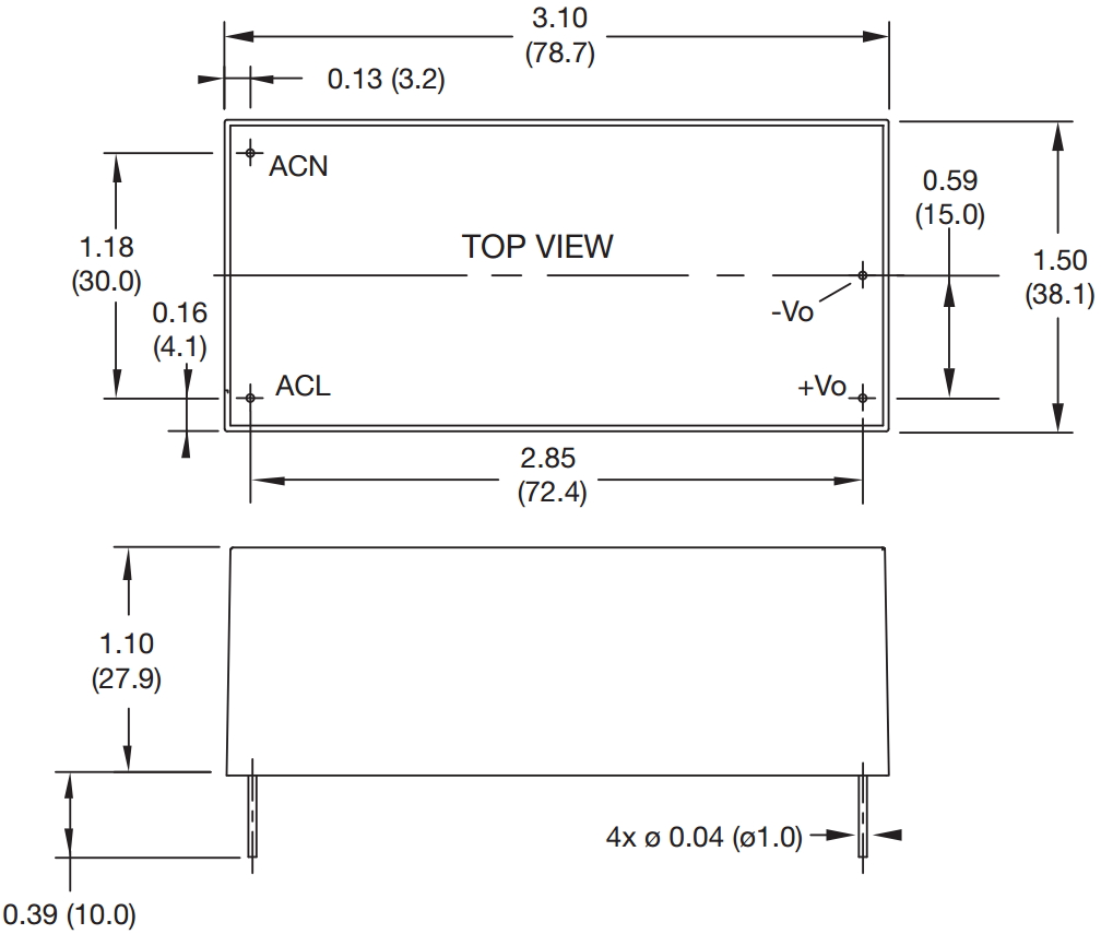 ספק כוח ממותג למעגל מודפס XP POWER EML30US15-E